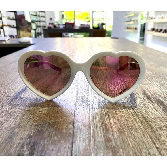 Pit Viper Miami Nights Admirer White Heart-Shaped Sunglasses E-AD-MIANGHT-POL-PK - Picture 1 of 2